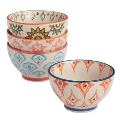 World Market Pad Print Rice Bowl Set Of 4