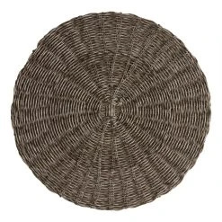 World Market Round Gray Faux Rattan Wipe Off Placemat