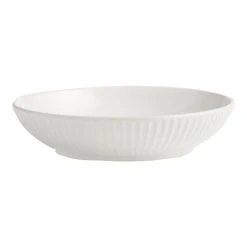 World Market White Whittle Ribbed Low Bowl