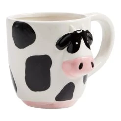 World Market Black And White Cow Figural Ceramic Mug