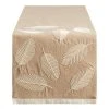 World Market Natural and Ivory Embroidered Leaves Table Runner