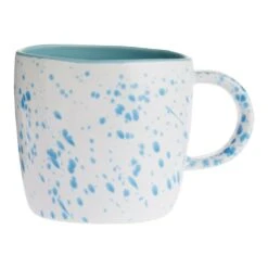 World Market Aqua Splatter Hand Painted Ceramic Mug