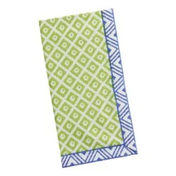 World Market Lime Green and Blue Block Print Napkin