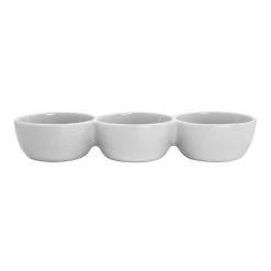 World Market White Porcelain Coupe Connected Dipping Bowls