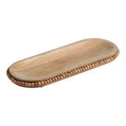 World Market Oval Mango Wood Beaded Serving Tray