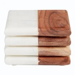 World Market Square Marble and Wood Coasters 4 Pack -Cheap Dining Store unnamed file 1119