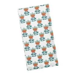 World Market Ivory, Rust and Teal Abstract Floral Napkins Set of 4