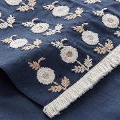 World Market Navy and White Embroidered Floral Table Runner -Cheap Dining Store unnamed file 1133
