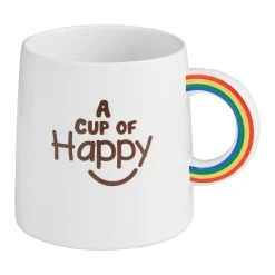World Market A Cup Of Happy Rainbow Handle Ceramic Mug