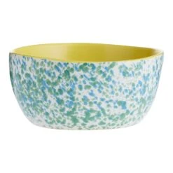 World Market Aqua Splatter Hand Painted Bowl