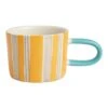 World Market Orange And Blue Stripe Hand Painted Ceramic Mug