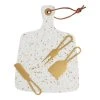 World Market Terrazzo Serving Board and Gold Cheese Knives 4 Piece Set