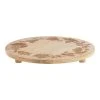 World Market Round Mango Wood Botanical Etched Serving Board