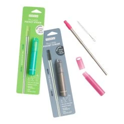 World Market Zoku Stainless Steel Reusable Pocket Straws Set Of 3