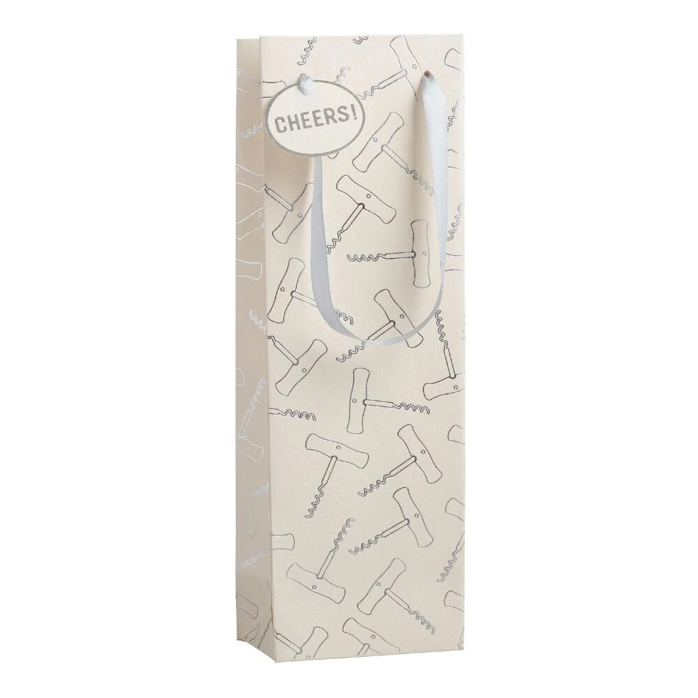 World Market Ivory and Silver Corkscrew Wine Bag 1 World Market Ivory and Silver Corkscrew Wine Bag