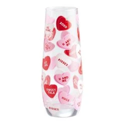 World Market Red and Pink Candy Heart Stemless Champagne Flute