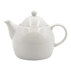 World Market White Porcelain Coupe Teapot