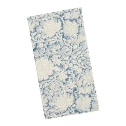 World Market Blue and Ivory Floral Print Napkins Set of 4