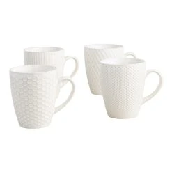 World Market Avery White Textured Ceramic Mug Set Of 4