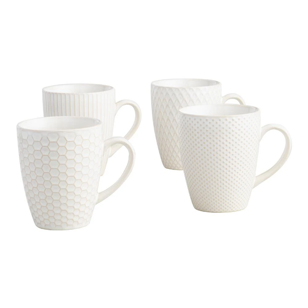 World Market Avery White Textured Ceramic Mug Set Of 4 1 World Market Avery White Textured Ceramic Mug Set Of 4