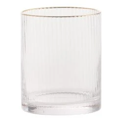 World Market Gold Rim Ribbed Double Old Fashioned Glass
