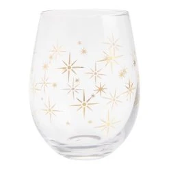 World Market Gold Starburst Stemless Wine Glass Set of 2