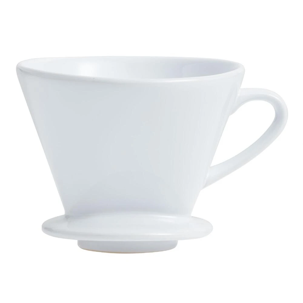 World Market White Ceramic Euro Pour Over Coffee Dripper 1 World Market White Ceramic Euro Pour Over Coffee Dripper