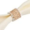 World Market Woven Cane and White Bead Napkin Ring