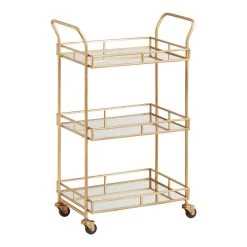 World Market Cole Antique Brass and Mirror 3 Tier Bar Cart