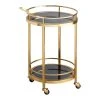 World Market Round Smoke Black Glass And Gold 2 Tier Bar Cart