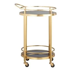 World Market Round Smoke Black Glass And Gold 2 Tier Bar Cart -Cheap Dining Store unnamed file 231