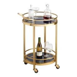 World Market Round Smoke Black Glass And Gold 2 Tier Bar Cart -Cheap Dining Store unnamed file 232
