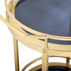 World Market Round Smoke Black Glass And Gold 2 Tier Bar Cart -Cheap Dining Store unnamed file 233