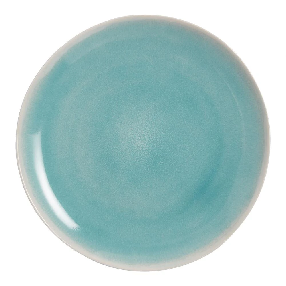 World Market Liliana Aqua and White Reactive Glaze Dinner Plate 1 World Market Liliana Aqua and White Reactive Glaze Dinner Plate