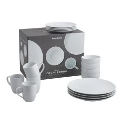 World Market White Porcelain Coupe 16 Piece Dinnerware Set