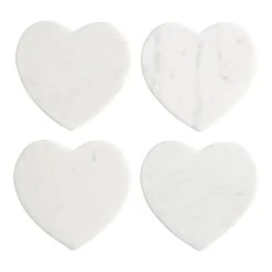 World Market White Marble Heart Coasters 4 Pack