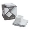 World Market Coupe Square White Porcelain 12 Piece Dinnerware Set