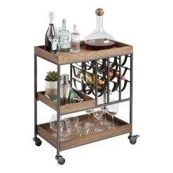 World Market Wood and Faux Leather Strap Bar Cart with Wine Storage -Cheap Dining Store unnamed file 288