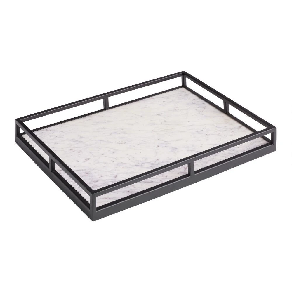 World Market Cole White Marble and Black Metal Bar Tray 1 World Market Cole White Marble and Black Metal Bar Tray
