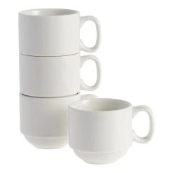 World Market Natural White Stackable Porcelain Mug 4 Piece Set