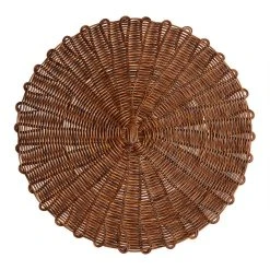 World Market Round Brown Faux Rattan Wipe Off Placemat