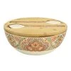 World Market Paisley Bamboo Fiber Serving Bowl and Salad Servers Set
