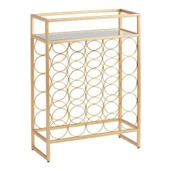 World Market Cole Antique Brass Mirrored 25 Bottle Wine Rack