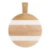 World Market Small Round Wood and White Marble Paddle Cutting Board