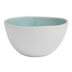World Market Liliana Aqua and White Reactive Glaze Cereal Bowl