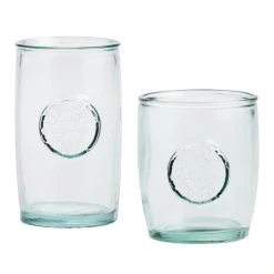 World Market Spanish Recycled Stamped Bar Glass Set Of 2