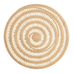World Market Round Natural Rattan Spiral Woven Placemat