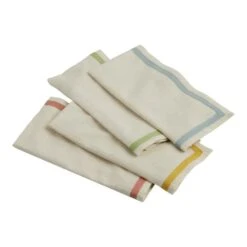 World Market White Cotton Blend Napkins With Woven Border