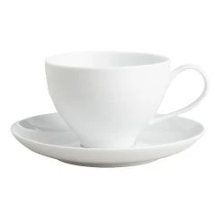 World Market Spin White Porcelain Cup And Saucer Duo Set Of 4