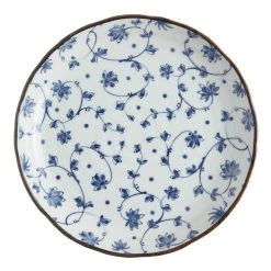 World Market Blue And White Porcelain Floret Dinner Plate